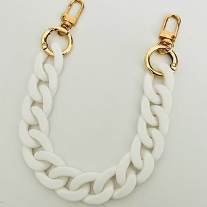 White soft rubber coated chunky chain link strap/charm